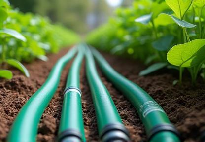 Tuyaux d’arrosage dans un jardin moderne
